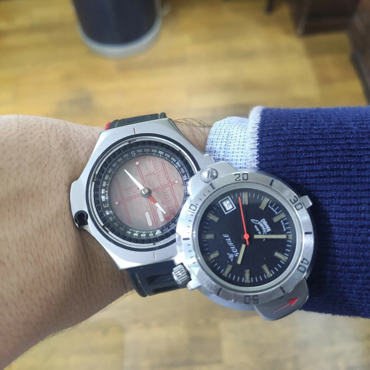 Squale Rambo Quartz Professional SUB Diver 100 MT COMPASS WATCH