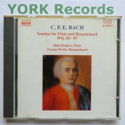 C.P.E. BACH - Sonatas For Flute & Harpsichord DRAHOS / PERTIS - Ex Con CD Naxos