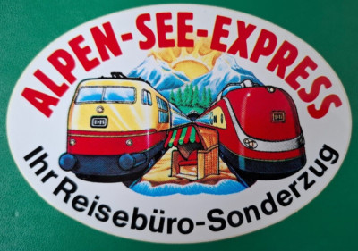 Aufkleber ''Alpen-See-Express, VT 11.5 / E-103'', 80er Jahre, 14 x 10 cm