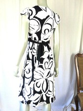 MERONA  SZ S Black/White Empire Waist 1 Layer Cap Sleeve Pullover Tunic Dress