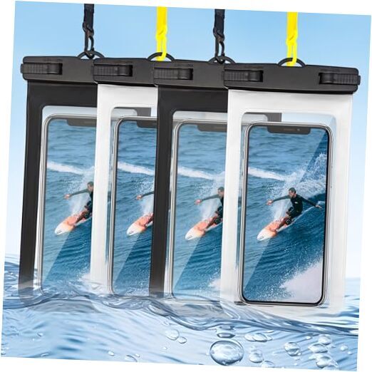 Waterproof Phone Pouch, Waterproof Phone Case for iPhone 16 Black Clean 4 pack