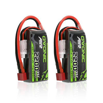 2X OVONIC 2S 2200mAh LiPo Akkus 7.4V 35C T Für RC Auto LKW Hyper Go 1/16 1/4