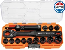 Klein Tools 65400 KNECT 15-Piece Socket Set SAE Impact MODbox 3/8-Inch Adapter