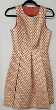 ELIZA J Dress Gold Coral Circle Chain Jacquard Fit Flare Sleeveless Size 4 New