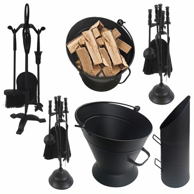Wassereimer Kohle Scuttle Waterloo Eimer Aus Gusseisen + 5-teiliges Kamin-Set – Für Kohle, Holz & Asche, Schwarz Zinkeimer 20l