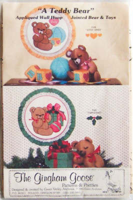Gingham Goose ''TEDDY BEAR'' Christmas & Nursery Applique PATTERNS #GGP055 Sealed!