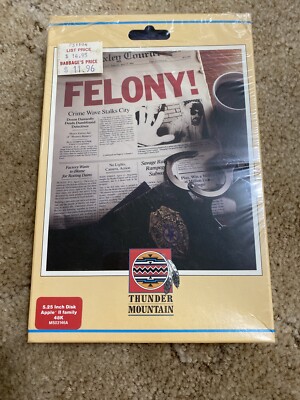 Vintage 1984 Thunder Mountain Felony! Computer Game For Apple II Complete Rare!
