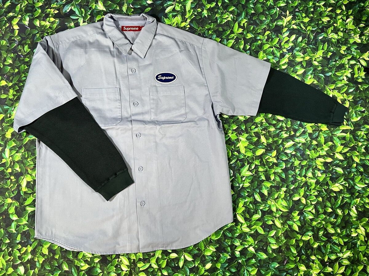 SUPREME THERMAL SLEEVE WORK SHIRT (light Blue) Size Large SUPREME THERMAL SLEEVE WORK SHIRT (light Blue) Size Large