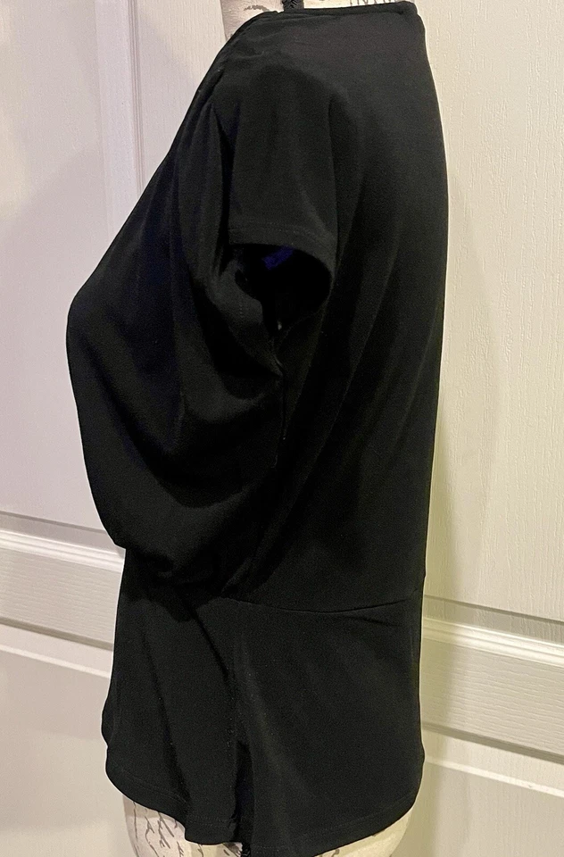 Blusa de Vestido Downeast Top Manga Corta Flutter Cintura Ajustada Negra Ligera S Foto 4 de 4