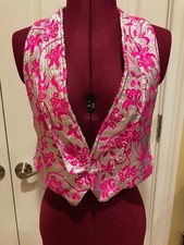 Mixed Lot of Three Dance Costume Vests Two Silver and Fuchsia and One Silver.