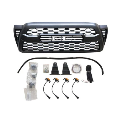 2005-2011 Toyota Tacoma Matte Black Mesh Replacement Grille W Led Lights