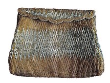 Vtg Gold Handbeaded Walborg Evening Bag Clutch Midcentury Gift No Chain READ