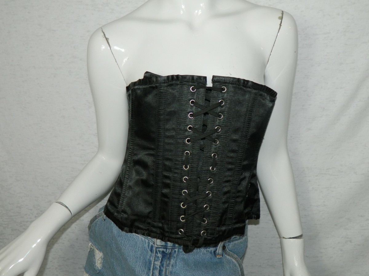 VINTAGE GOTH Corset Bustier Black Size 30 Steampunk Y2K Rocker