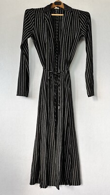 Hem Thread Open Shirt Dress Striped Black Business Capsule Long Women s Small