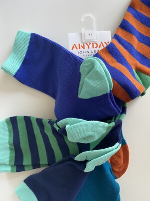 John Lewis Cotton Rich 5 Paar Socken Konvolut. Größe 4-8 Neu mit Etikett