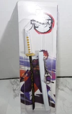 Demon Slayer Tanjiro Kamado Toy Katana Metal Sword Keychain White Black