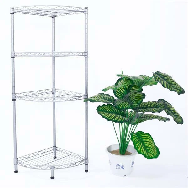 4-Layer Corner Storage Rack Triangle Shelf Plants Stand Shelf Kitchen Organizer