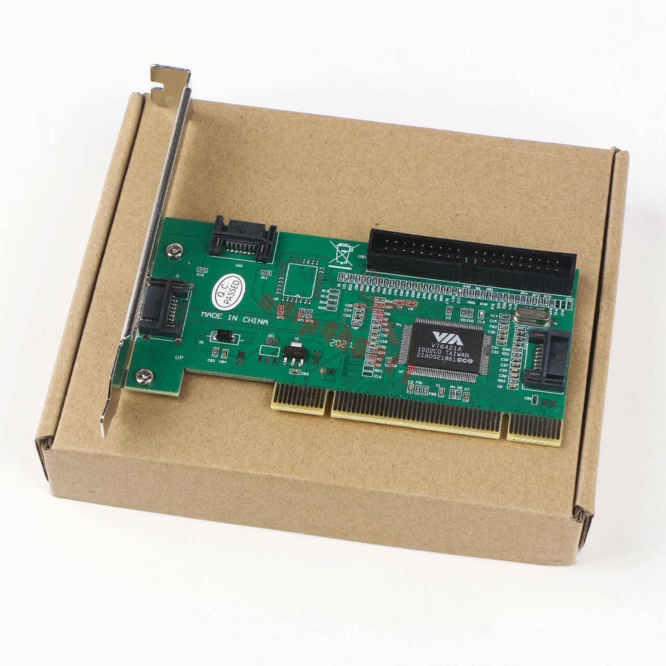 New 3 Port SATA + IDE Serial HDD ATA PCI Card VIA VT6421A - Image 2 of 4