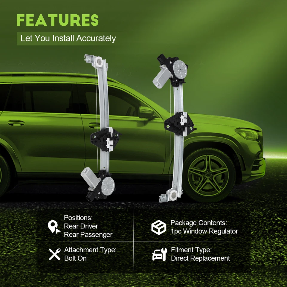 Fit For 2006-2011 Honda Civic Sedan Pair Rear Window Regulator Power w/Motor - Image 2 of 4