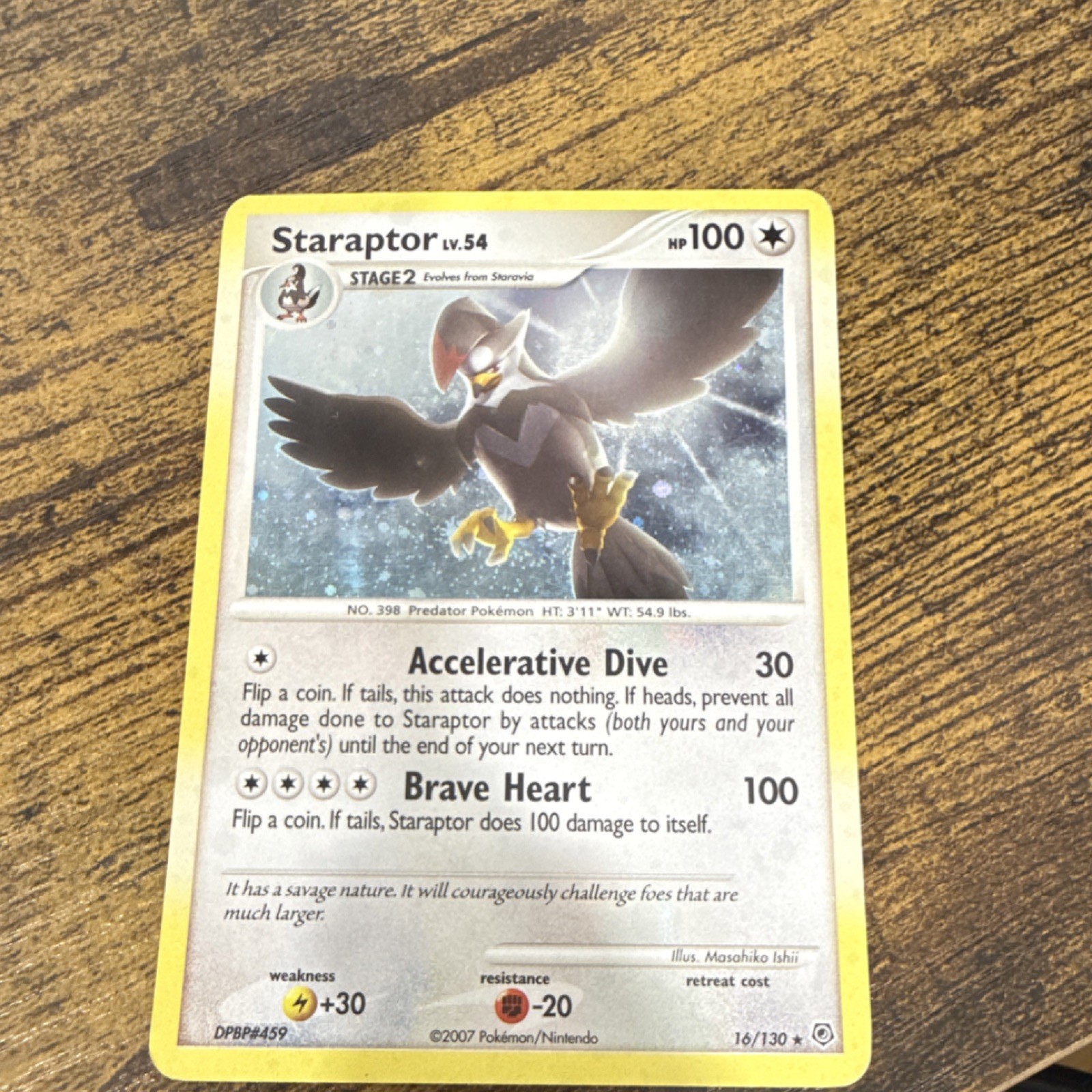 Staraptor 16/130 Diamond & Pearl Holo Rare 100 HP 2007 English Pokémon TCG