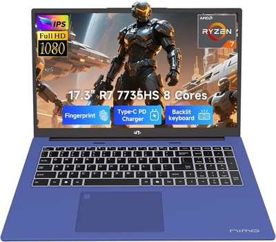NIMO 17.3'' Business-Laptop, AMD Ryzen 7 7735HS 32GB RAM 1TB NVMe SSD Radeon 680M
