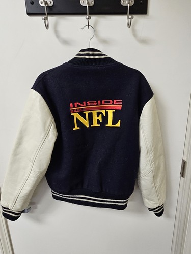 HBO SPORTS INSIDE THE NFL BOMBER JACKET SMALL VINTAGE Dark Blue And White - Picture 2 of 12