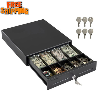 Electronic Cash Register Drawer 13'' POS Box 4 Bill 5 Coin Tray Lock RJ11 RJ12