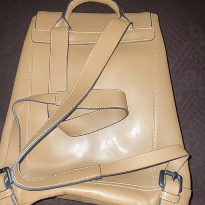 Armani Exchange Beige Backpack Buckle Closure Inner Pockets Silver Hardware