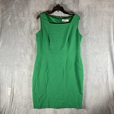 Kasper Women's Dress 14 Kelly Green Sheath Sleeveless Knee Length Office Career