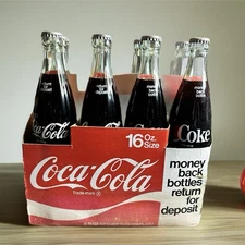 Vintage 1970s Coca-Cola 8-Pack – Full 16oz Glass Bottles, Classic Collectible