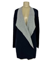 J Jill Medium Women Reversible Open-Front Long Duster Cardigan Blue Gray 37-24