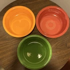 (3) Fiesta ware Ceramic Bowls Lot Orange,  shamrock Green, dark-ish Red USA