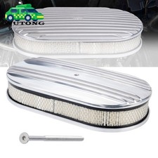 15 Oval Half Finned Air Cleaner Washable For Sbc Bbc Chevy Ford 5-18 Carb Neck