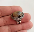 Ancient Vintage Victorian Sterling Silver Ring Natural Agate Stone Size 8.5