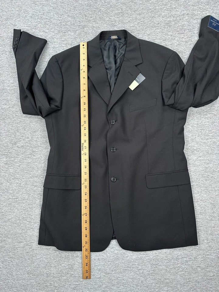 Brooks Brothers 346 Suit Mens 44R Jacket 38x29 Pants Black Wool Stretch City NEW - Image 4 of 4