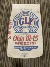 Vintage GLF Ohio M-15 Seed Corn Cloth Bag Farm Feed Sack Ithaca NY