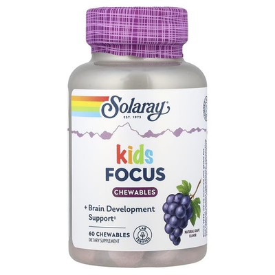 Solaray Focus Chewables Natural Grape 60 Chewable Tabs Kids Health