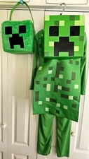 Minecraft Creeper Costume Kids 7-8 Plush Treat Basket Mask Disguise Halloween
