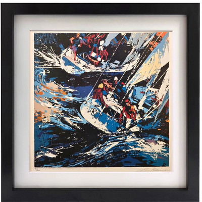 LEROY NEIMAN Two Twelves Custom Framed Plate Signed Vintage Sailing Art Print