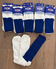Lot of 6 TCK Football Pro 2-Color Tube Socks - Royal White, Size Large