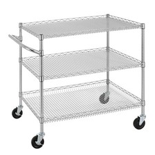 Finnhomy 3 Tier Heavy Duty Commercial Grade Utility Cart, Wire Rolling Cart