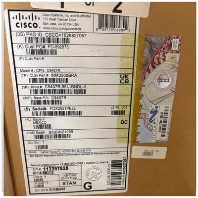 Cisco C9407R-96U-BNDL-A Catalyst 9400 Series Bundle, NEW Sealed