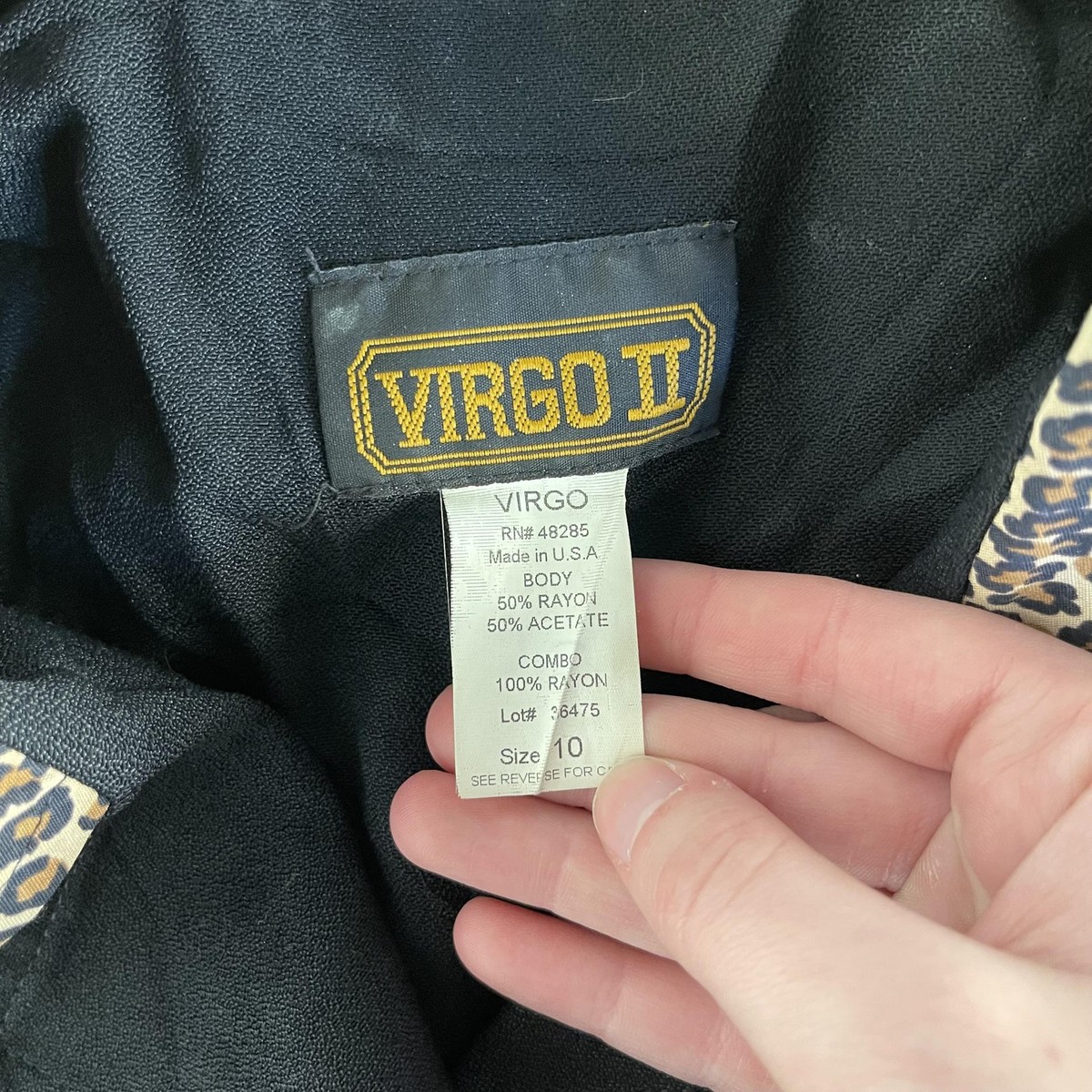 Vintage Virgo II Blazer Jacket Womens 10 Black Leopard Buttons USA 
