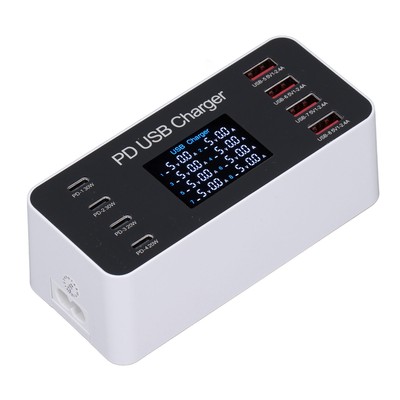 65W 8 Port USB Charging Station Multi Port USB Hub Charger LCD Display QC3.0 Hot