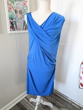 Michael Kors Blue Sleeveless Draped Dress Size Medium Silver Accent