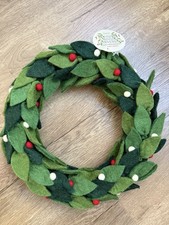 New Trader Joe  s Handcrafted Felted Wool Wreath Mistletoe Christmas