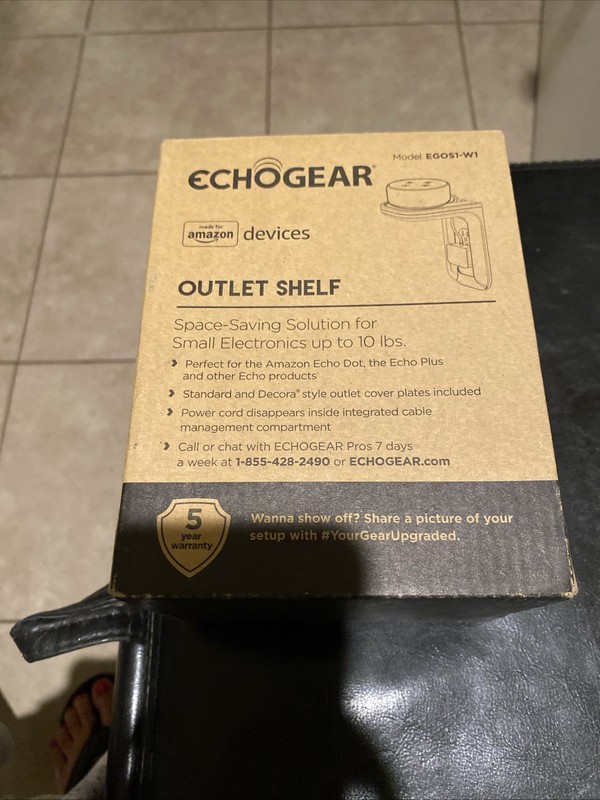 ECHOGEAR Outlet Shelf - Space-Saving Solution For Small Electronices Up To 10lbs