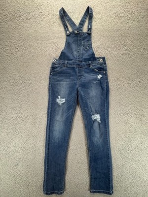 Arizona Jean Co Girls  Distressed Overall Jumpsuit Denim Blue Size 14 Reg