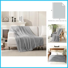 Lightweight Grey Knit Throw Blanket 50x60 - Cozy Comfort for All Seasons