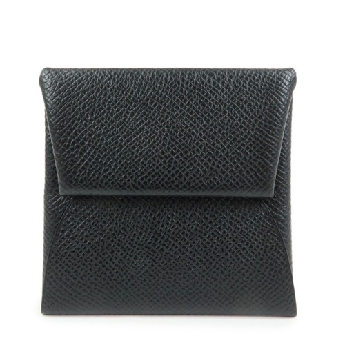 HERMES Bastia Veau Epsoｍ A Stamped Coin Case Coin Purse Black Authentic Used F/S